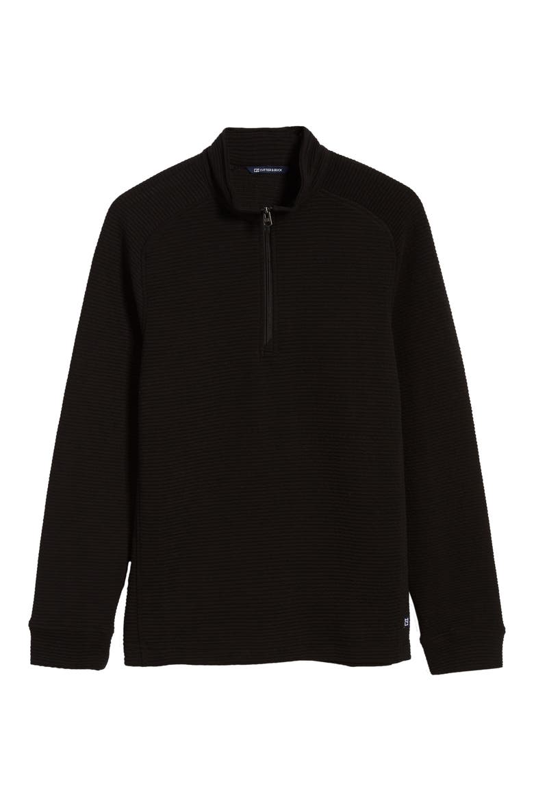 Coastal Ribbed Half Zip Pullover, Main, color, BLACK