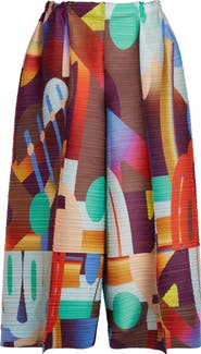 Pleats Please Issey Miyake Playground Pleated Wide Leg Shorts