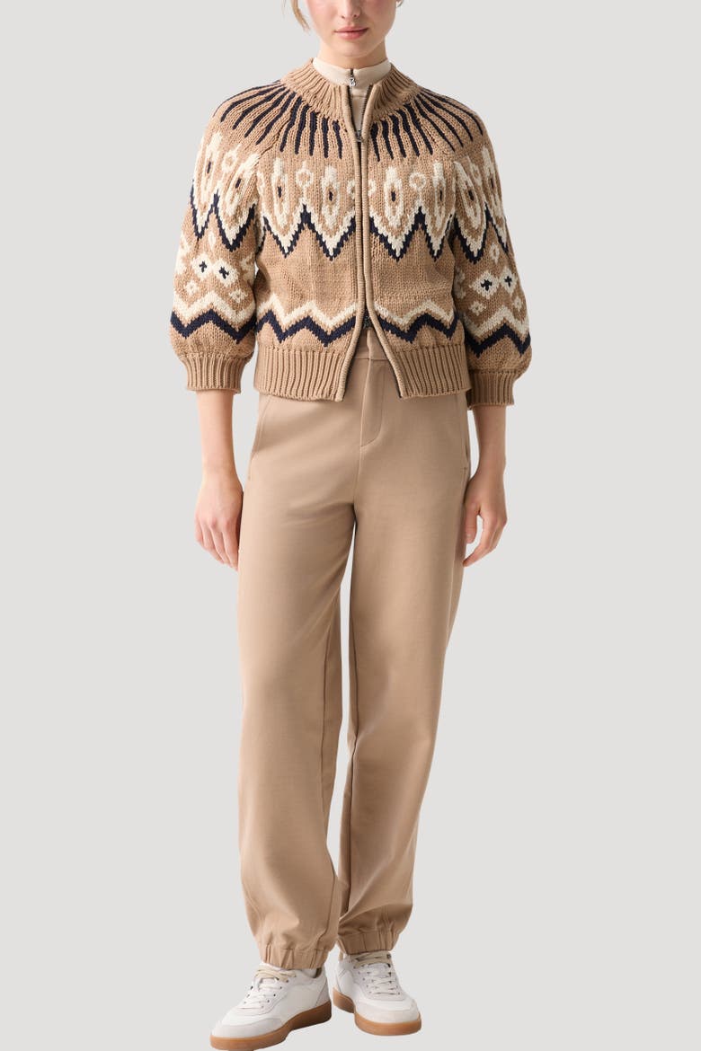 Norwegian Knit Jacket Aurora, Alternate, color, Camel/black