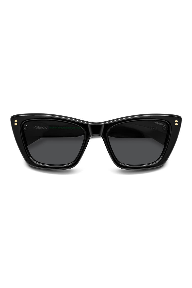 54mm Polarized Cat Eye Sunglasses, Main, color, BLACK/ GREY PZ