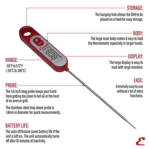 Escali Digital Long Stem Thermometer In Red