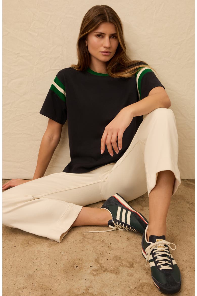Throwback Stripe Sleeve Organic Cotton T-Shirt, Alternate, color, NAVY VARSITY