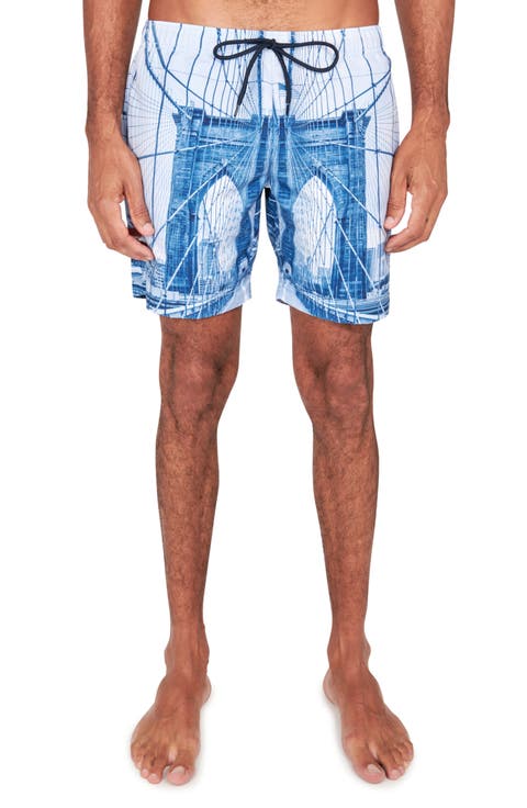 Slim Fit Brooklyn Bridge Swim Trunks