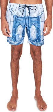 Brooklyn Brigade Slim Fit Brooklyn Bridge Swim Trunks