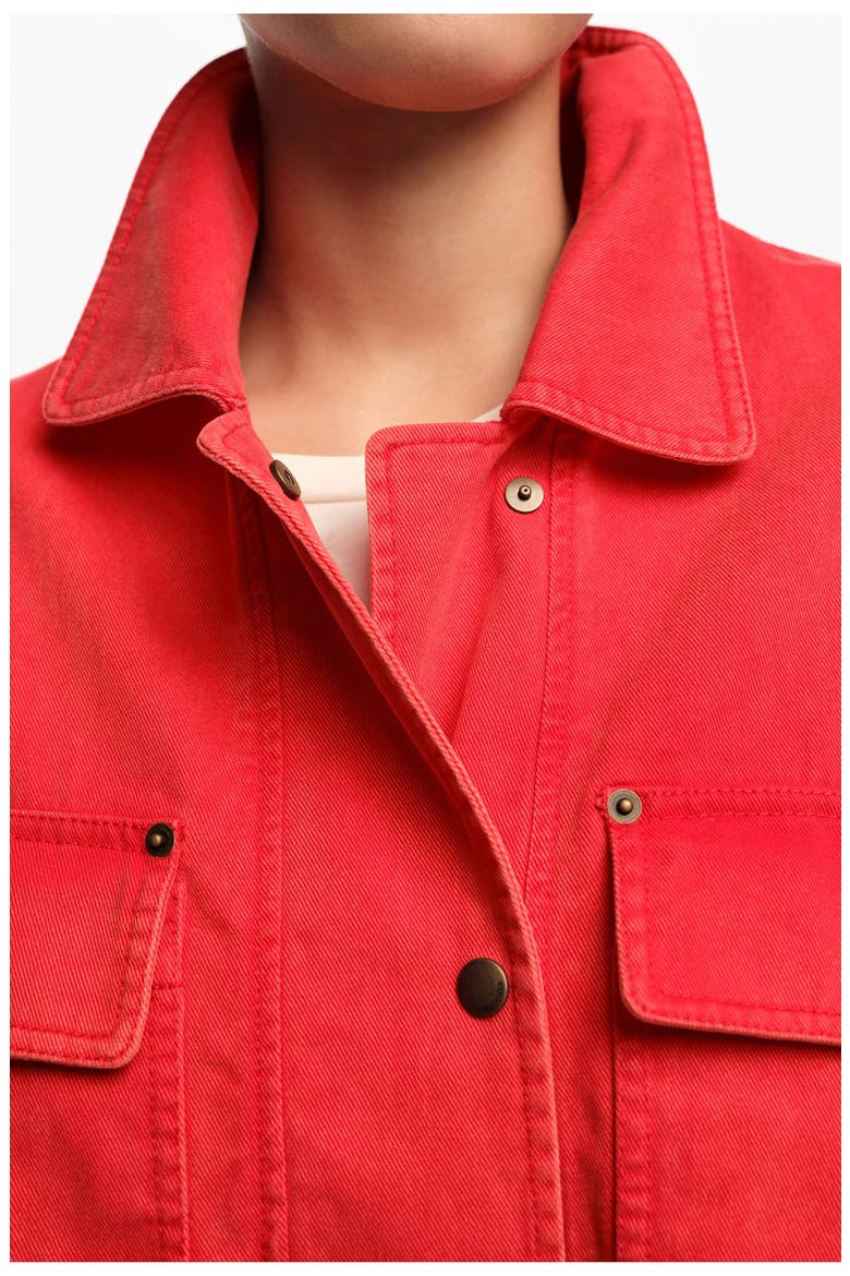 Short Faded Cotton Jacket, Alternate, color, RED