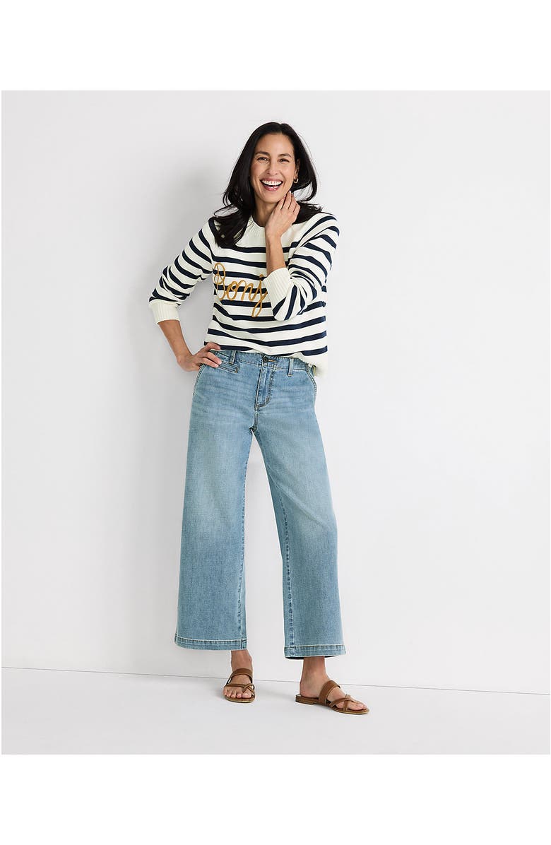 Lands' End Plus Size Mid Rise Denim Wide Leg Ankle Jeans, Alternate, color, Breeze Blue Wash