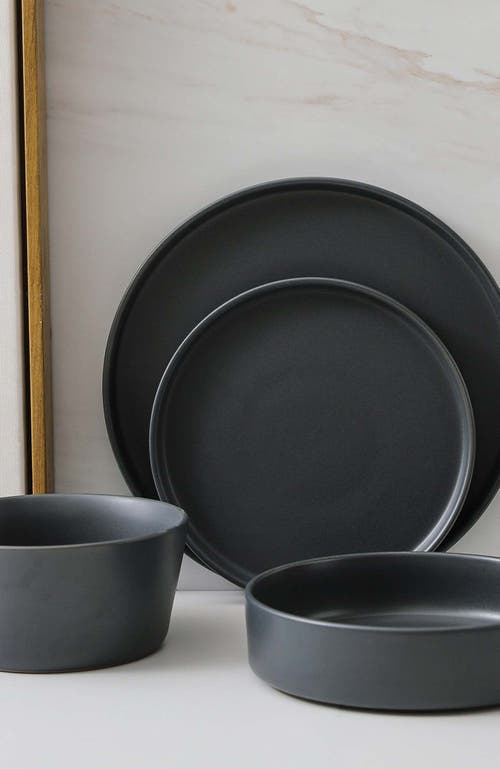 Stone Lain Celina Stoneware 16-piece Dinnerware Set With Pasta Bowls In Gray