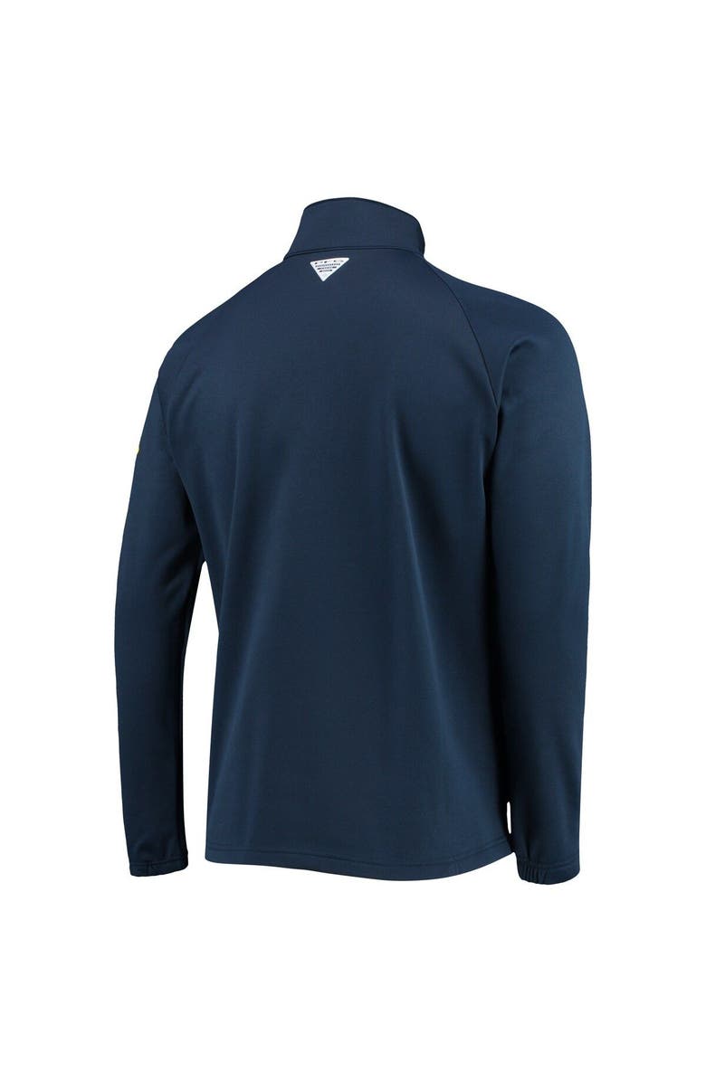 Columbia Men's Columbia Navy Michigan Wolverines Terminal Tackle Fleece Raglan Omni-Shade Quarter-Zip Jacket, Alternate, color, 