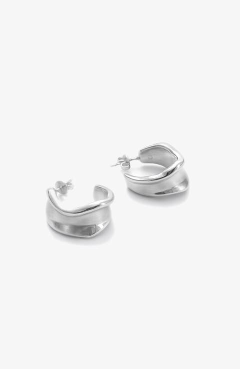 Molten Curve Earring in Silver