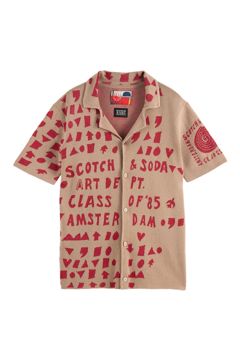 Jacquard Knit Camp Shirt, Alternate, color, PLAZA TAUPE
