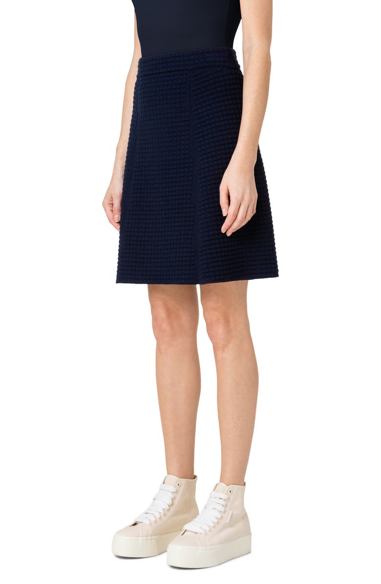 Akris Trapezoid Jacquard Wool Blend Skirt, Alternate, color, 097-Navy