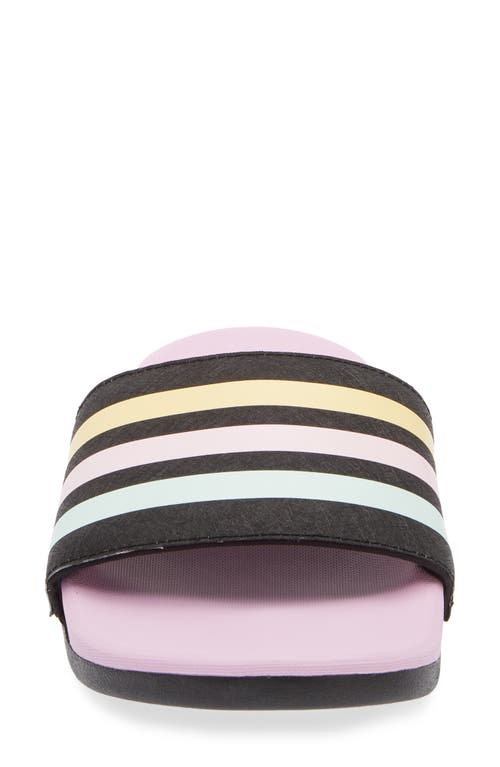 Adidas Originals Adidas Adilette Comfort Slide Sandal In Black/bliss Lilac/clear Pink