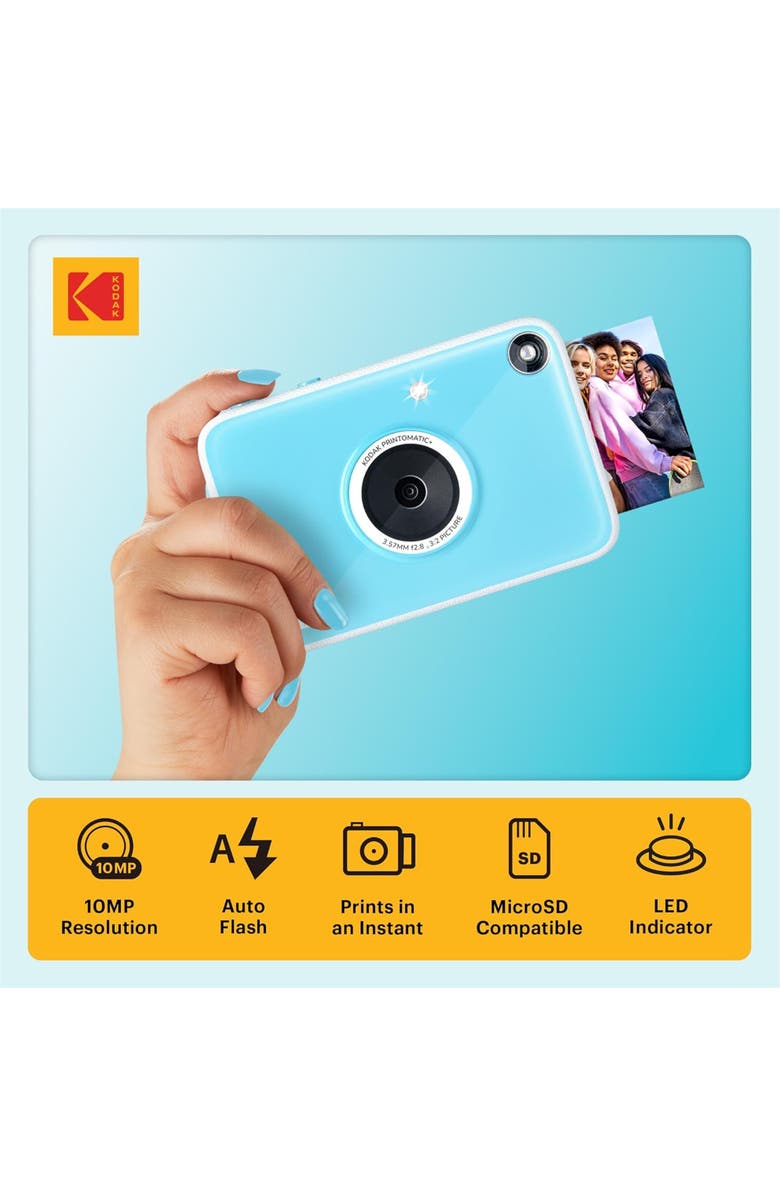 Kodak Printomatic+ Camera Bundle w/ Zink Paper, Alternate, color, Blue