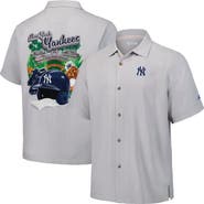 Tommy Bahama Men's Tommy Bahama Gray New York Yankees Hit and Run Silk Camp Button-Up Shirt
