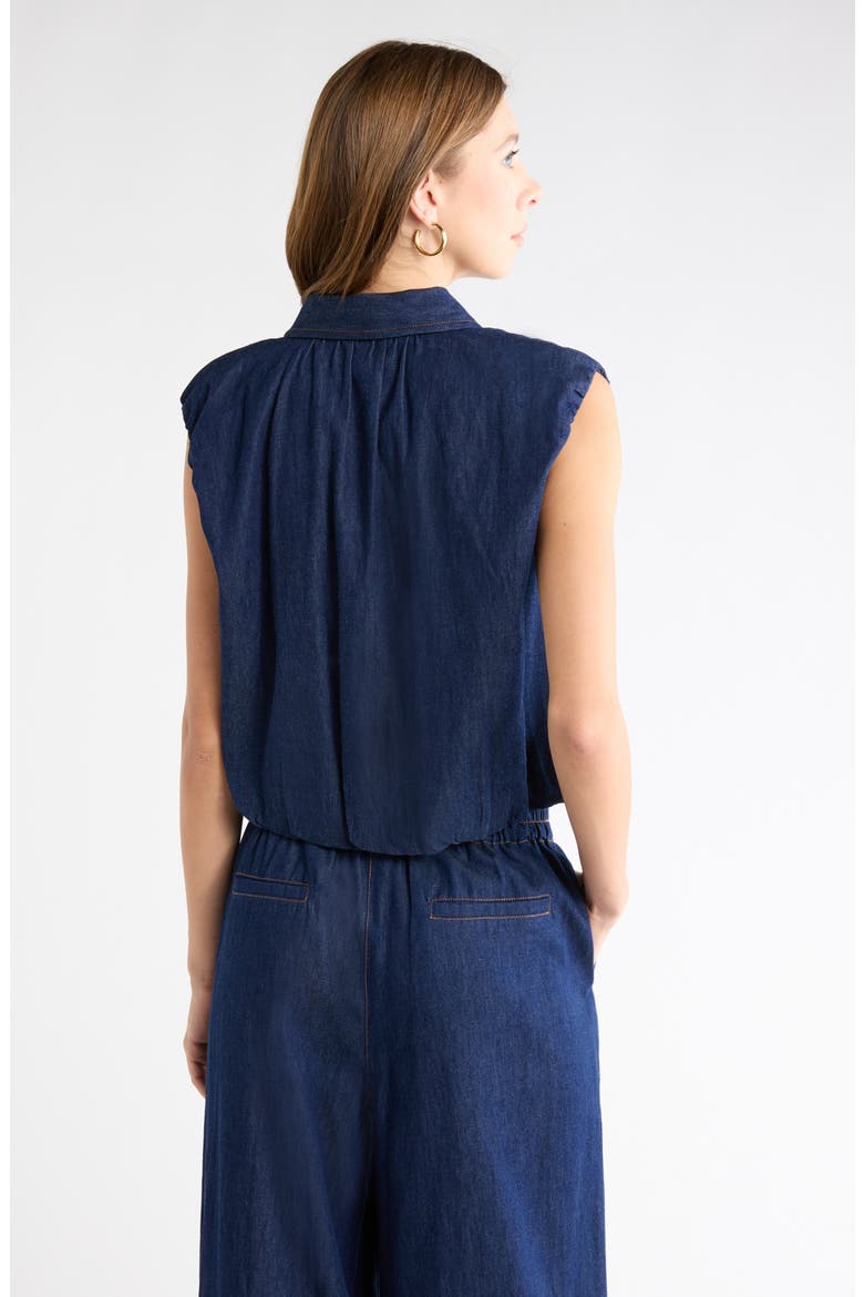 Puffed Shoulder Chambray Shirt, Main, color, MEDIUM WASH