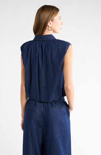 Puffed Shoulder Chambray Shirt
