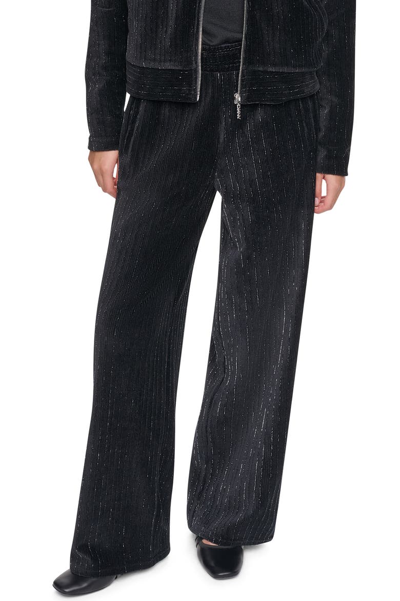 Metallic Velvet Wide Leg Pants, Main, color, BLACK