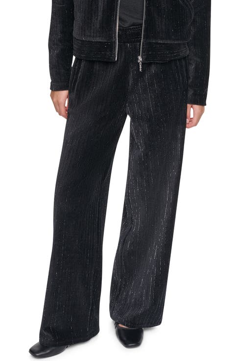 Metallic Velvet Wide Leg Pants
