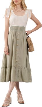 Blu Pepper Twofer Tie Strap Midi Dress