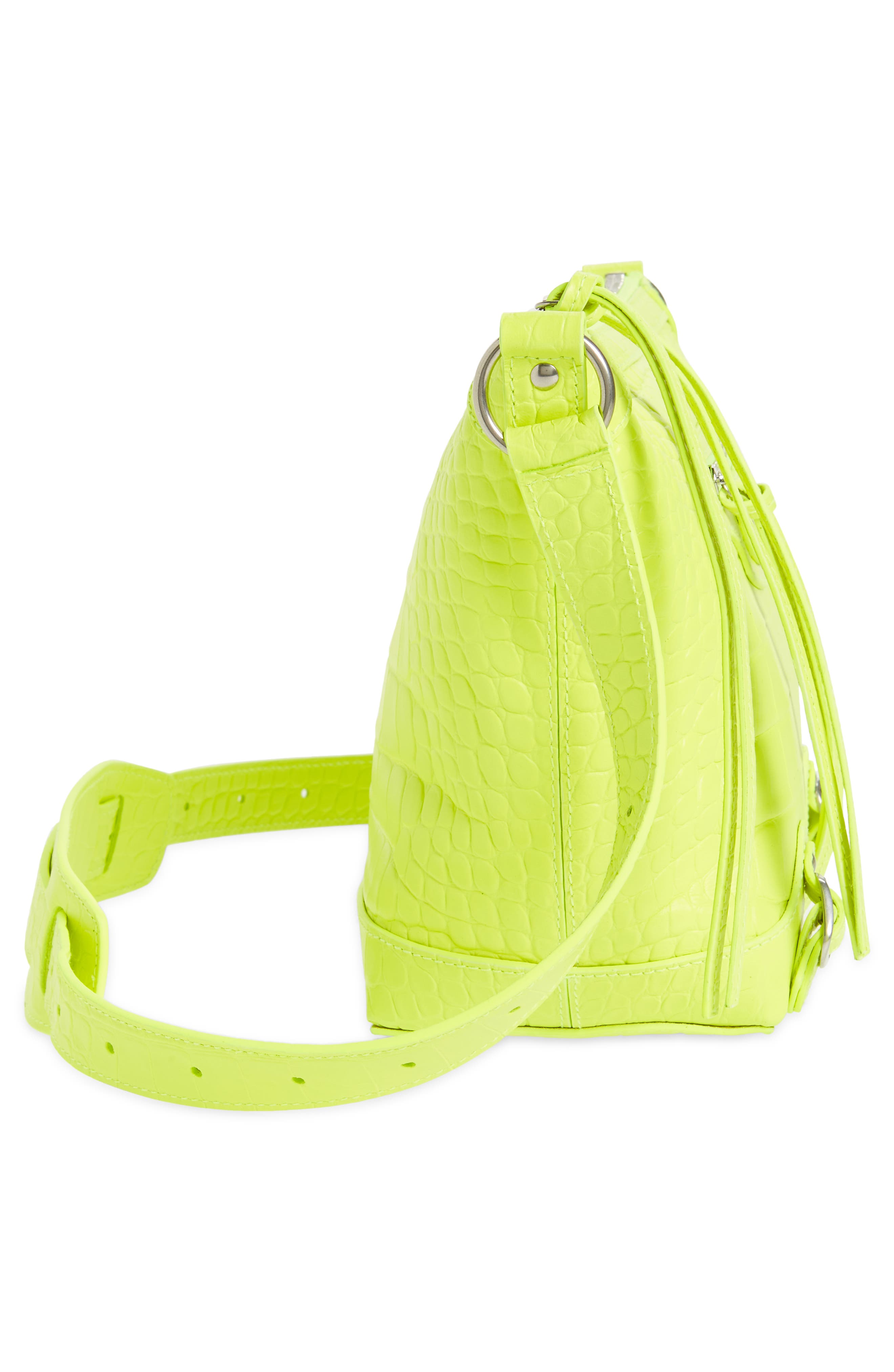 Balenciaga X-Small Neo Classic Croc Embossed Leather Hobo Bag, Alternate, color, 