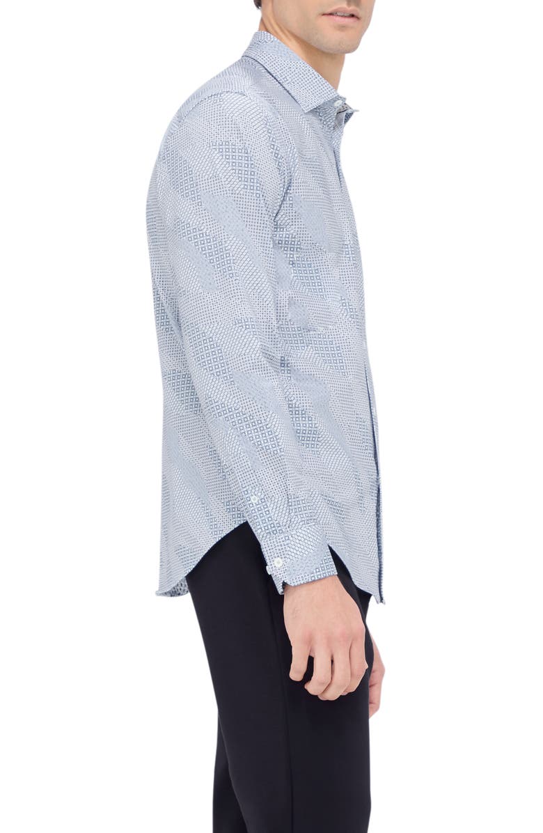 Bugatchi Jimmy OoohCotton<sup>®</sup> Abstract Print Button-Up Shirt, Alternate, color, Air Blue