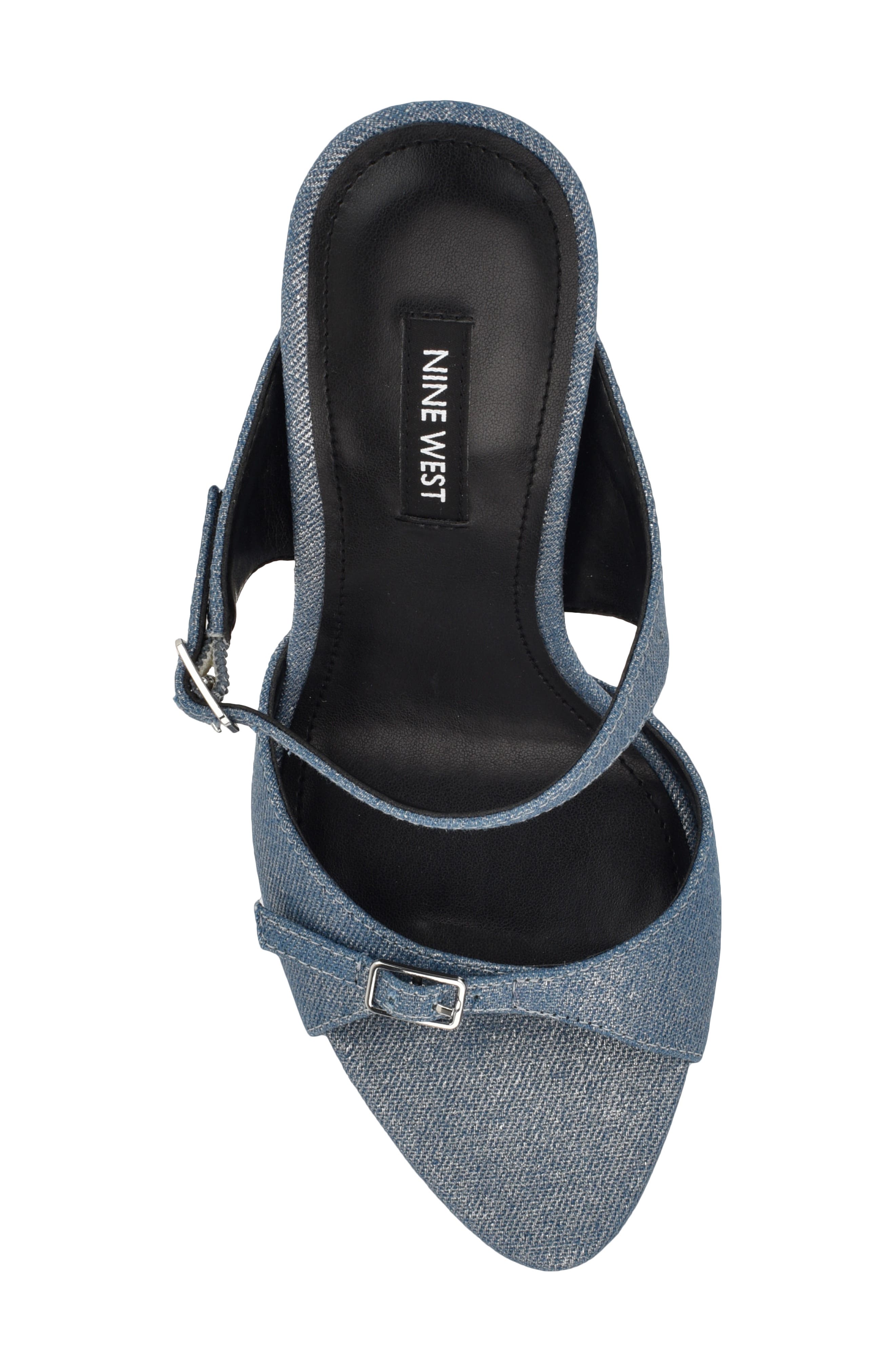 Nine West Reida Stiletto Sandal, Alternate, color, Silver Denim
