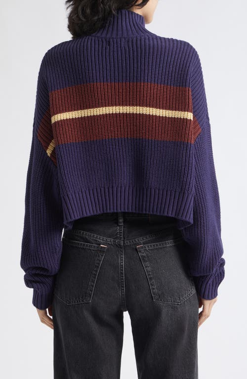 Staud Cropped Hampton Sweater In Blue