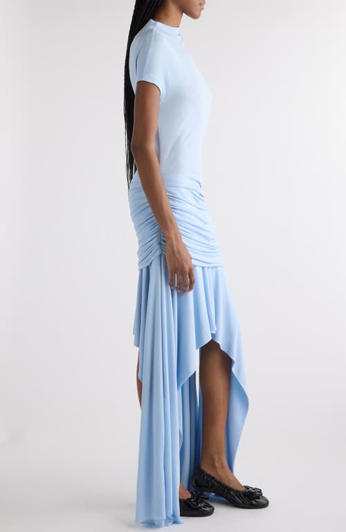 Acne Studios Asymmetric Gathered Jersey Cocktail Dress In Light Blue