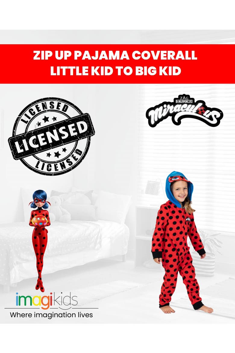 Ladybug Cosplay Fleece One Piece Pajamas, Alternate, color, Ladybug Red