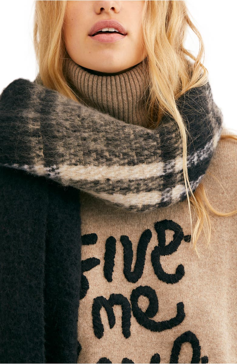 Free People Gemini Plaid Blanket Scarf, Alternate, color, 