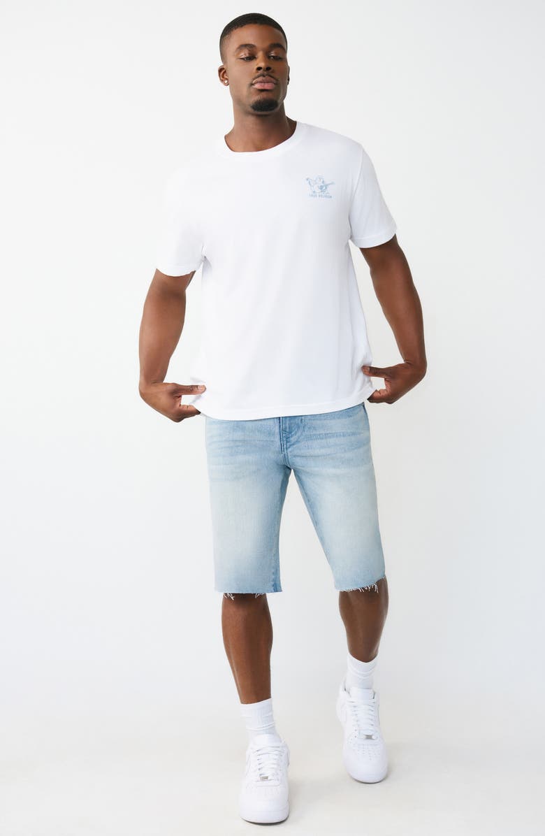 True Religion Ricky Raw Hem Denim Shorts, Alternate, color, Light Skyline