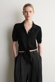 COS Tie-front Knitted Wool Shirt
