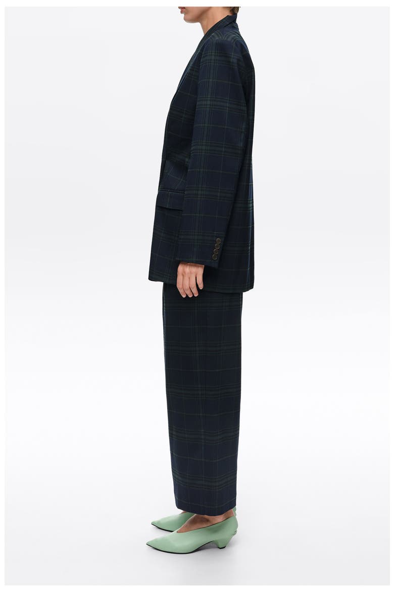 Checked Double-Breasted Tailored Jacket, Alternate, color, NAVY