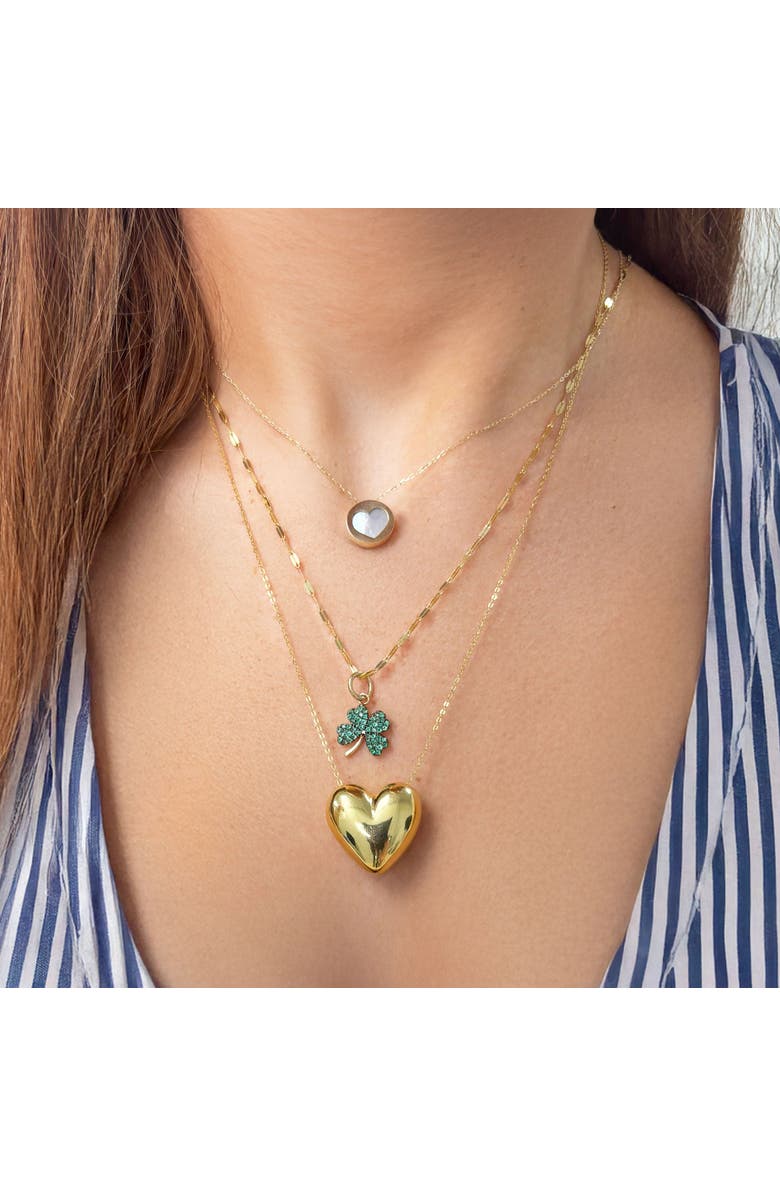 The Lovery Fine Jewelry Mother of Pearl and Gold Heart Block Necklace, Alternate, color, Mother Of Pearl
