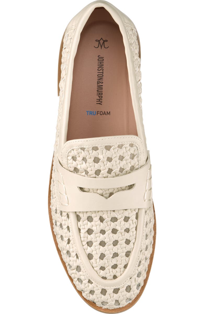 Johnston & Murphy Gillian Woven Penny Loafer, Alternate, color, Bone Faux Leather