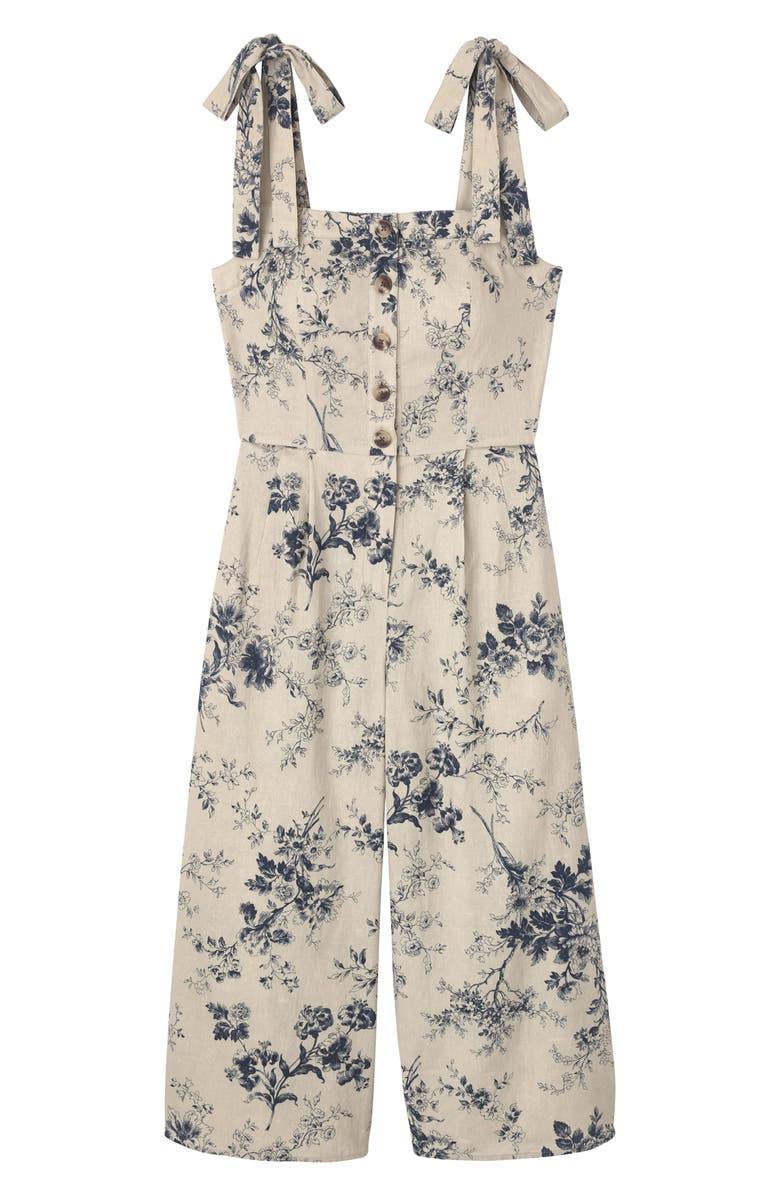 Gal Meets Glam Collection Magnolia Smocked Back Linen Blend Jumpsuit, Alternate, color, 