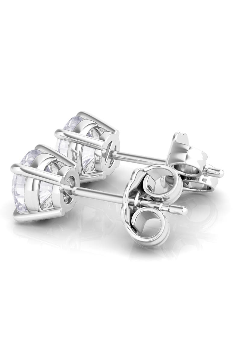 HauteCarat Round Brilliant Cut Lab Created Diamond Stud Earrings, Alternate, color, 2.00 Ctw White Gold