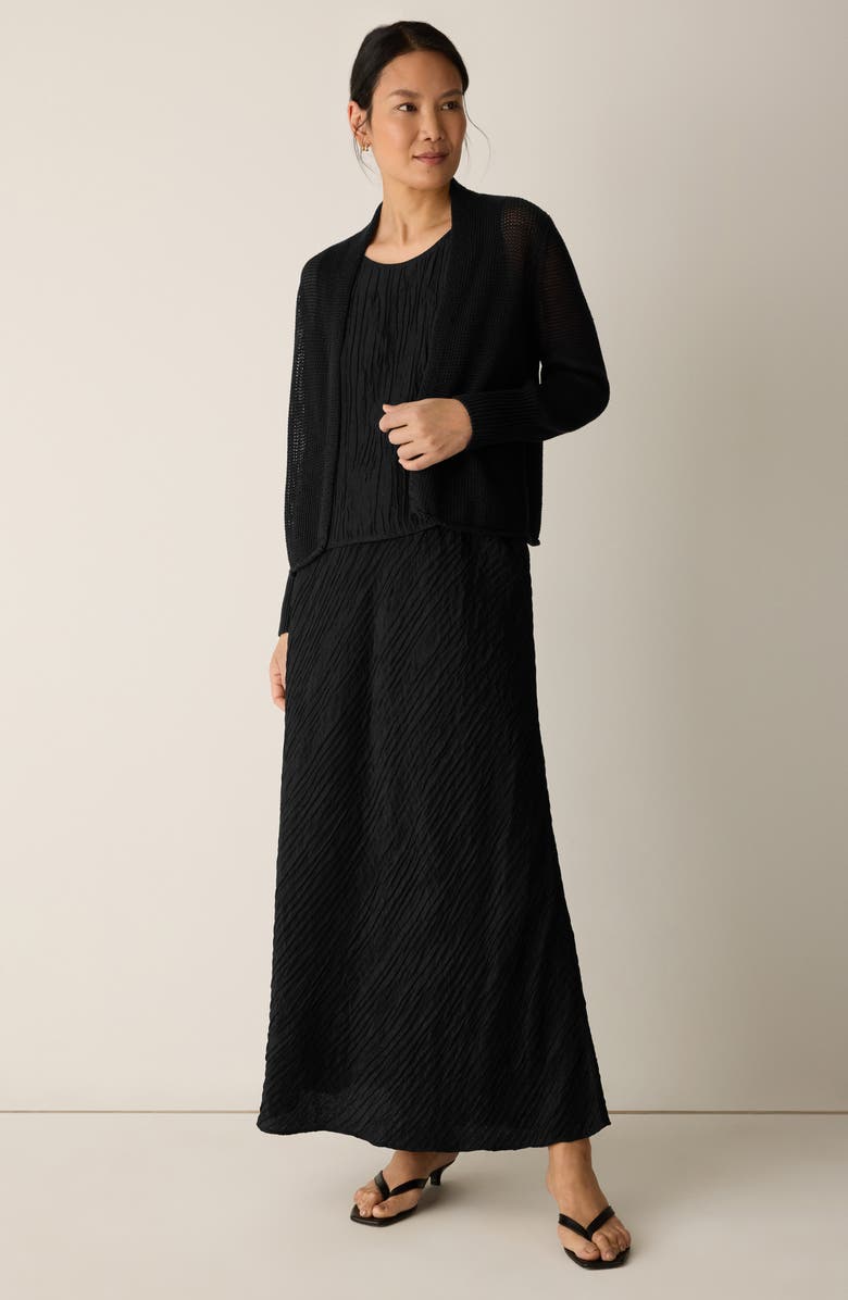 Eileen Fisher Open Front Organic Cotton Cardigan, Alternate, color, Black