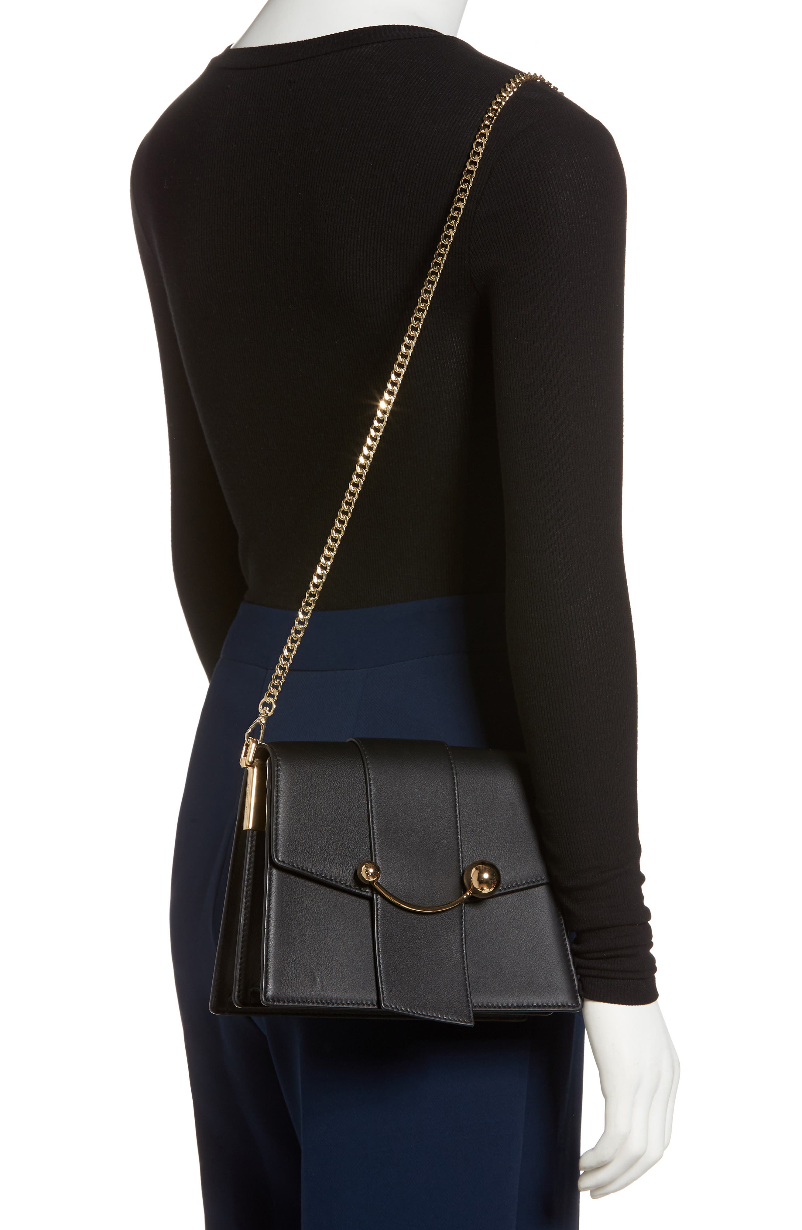 Strathberry Box Crescent Leather Shoulder Bag, Alternate, color, 