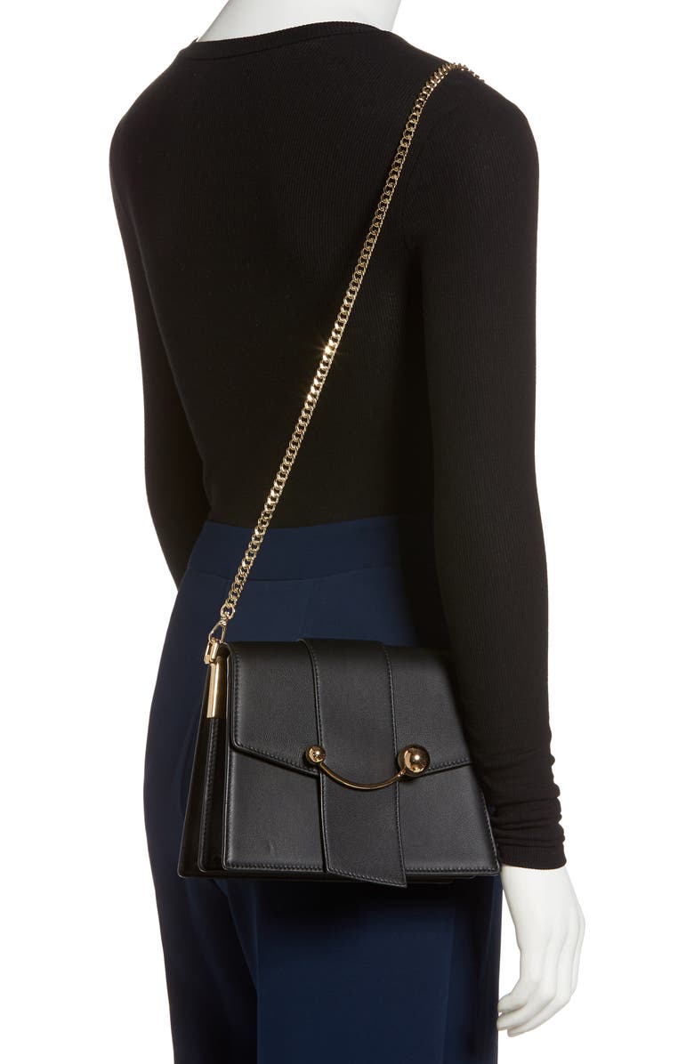 Strathberry Box Crescent Leather Shoulder Bag, Alternate, color,
