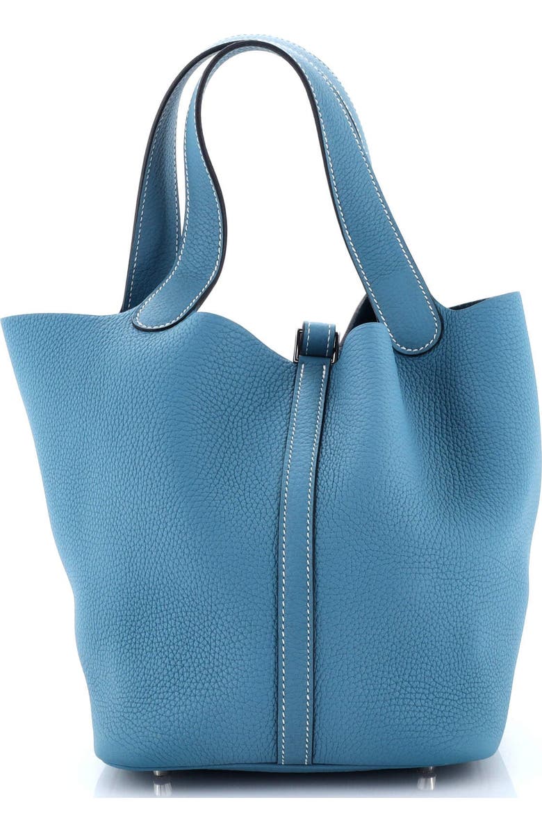 Pre-Owned Hermes Picotin Lock Bag Clemence MM, Alternate, color, New Bleu Jean