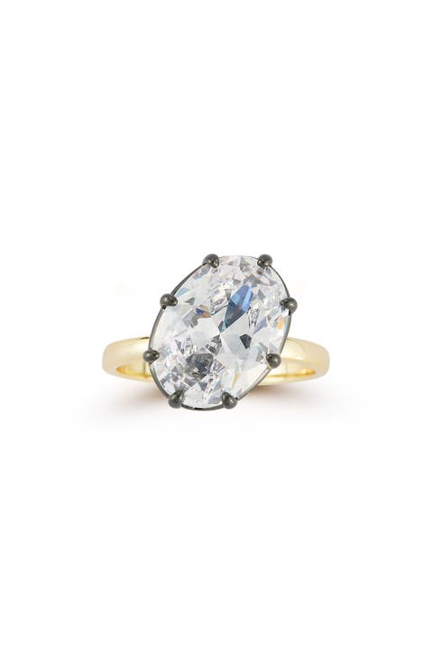 Cubic Zirconia 14k Gold Plate Oval Ring
