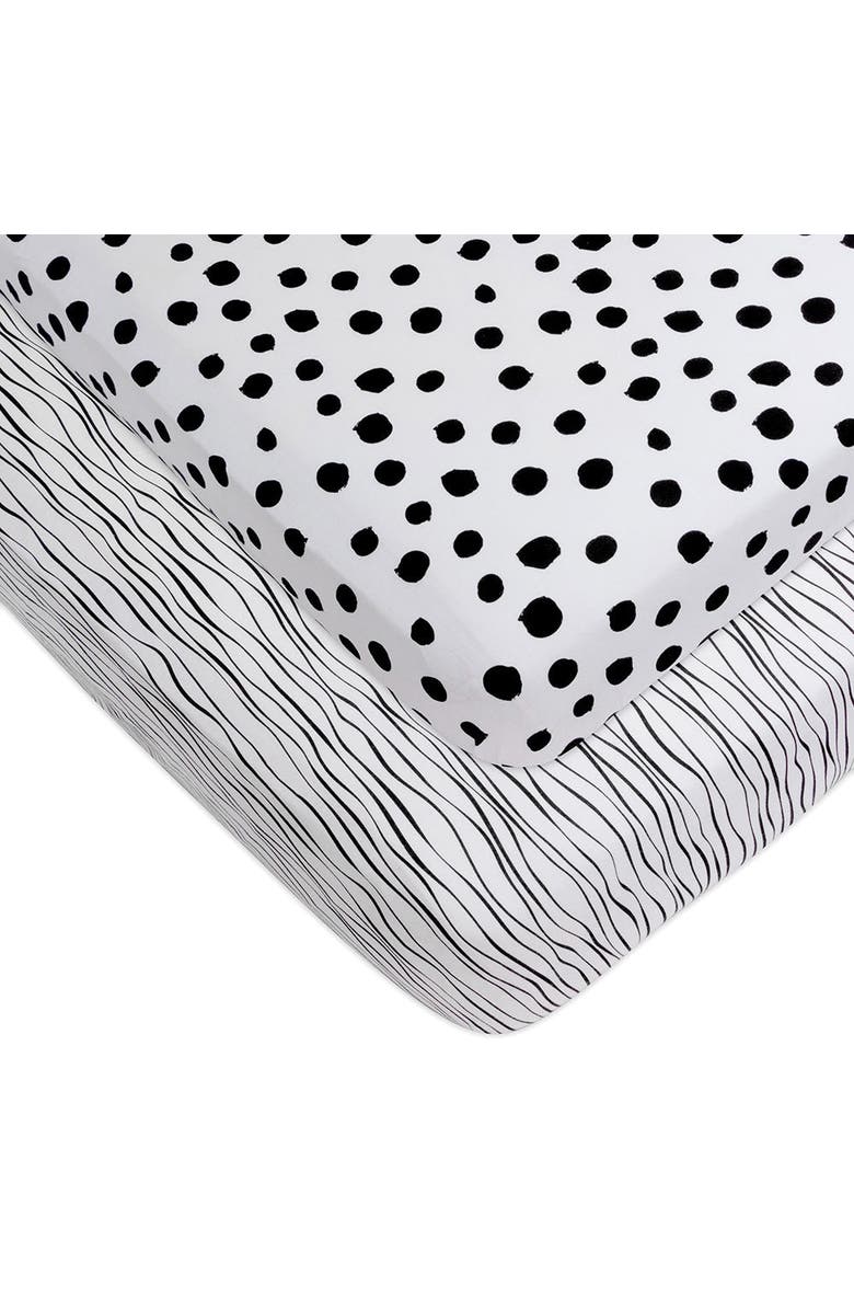 ZZDNU Crib Sheet Set Baby Fitted Crib Sheet Set 2 Pack, Alternate, color, Black & White Abstract