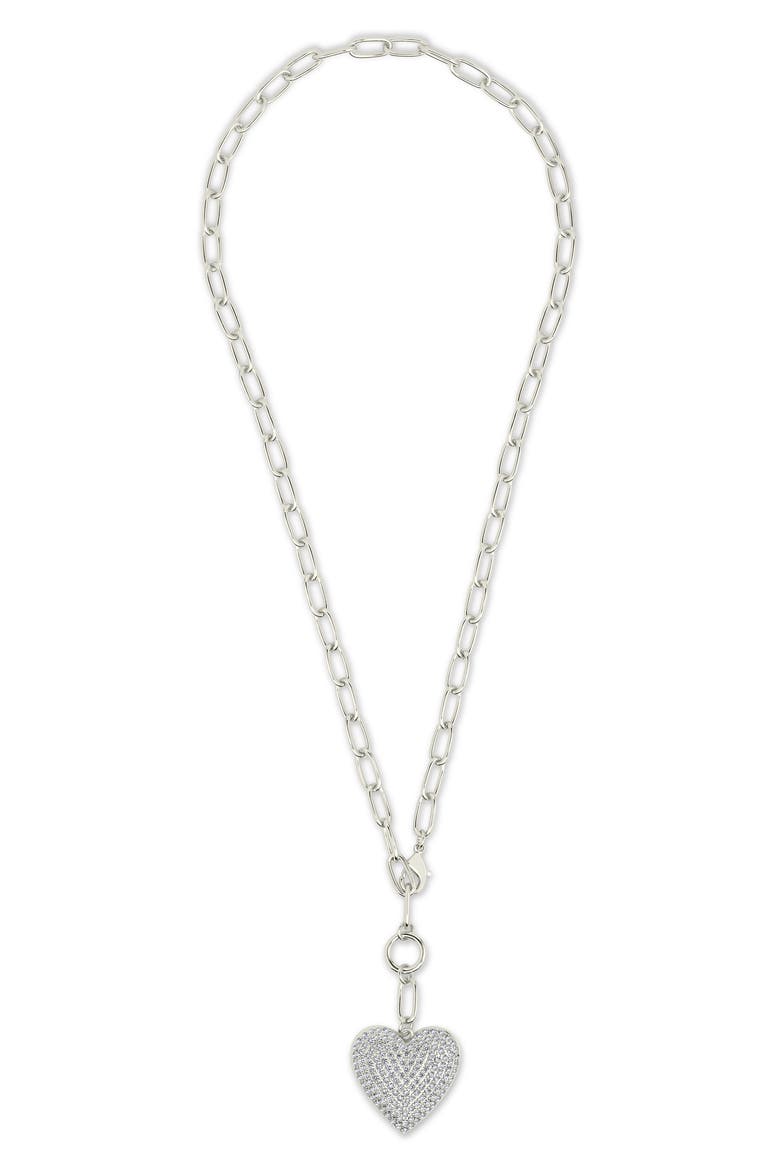 Disco Heart Pendant Necklace, Alternate, color, SILVER