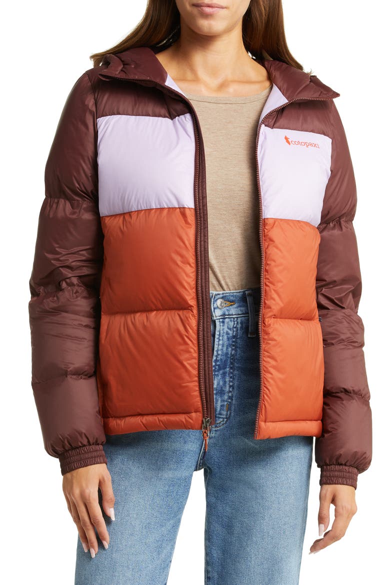 Solazo 600 Fill Power Down Water Repellent Hooded Jacket, Main, color, CHESTNUT SPICE