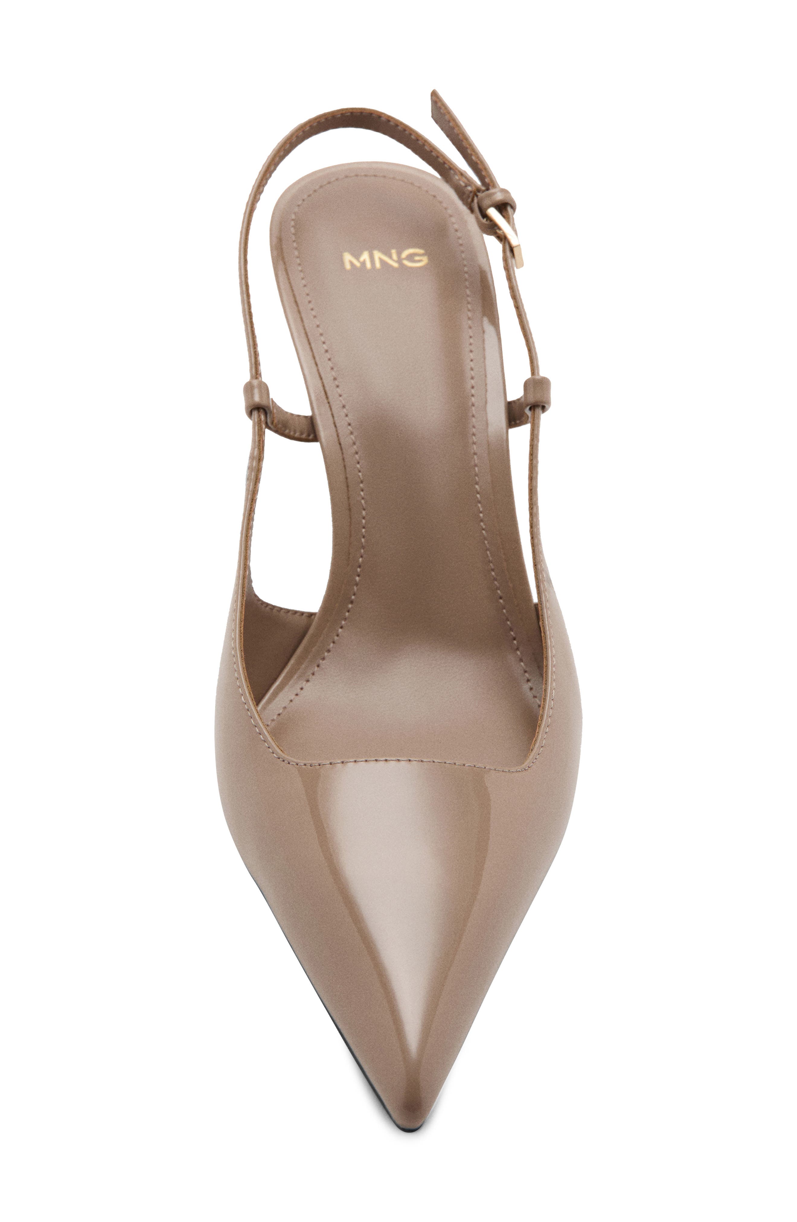 MANGO Pistachio Pointed Toe Slingback Pump, Alternate, color, Beige