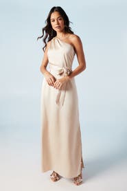 Oasis One Shoulder Satin Maxi Bridesmaid Dress