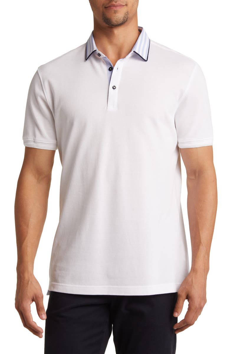 Lorenzo Uomo Trim Fit Stripe Collar Short Sleeve Polo, Main, color,