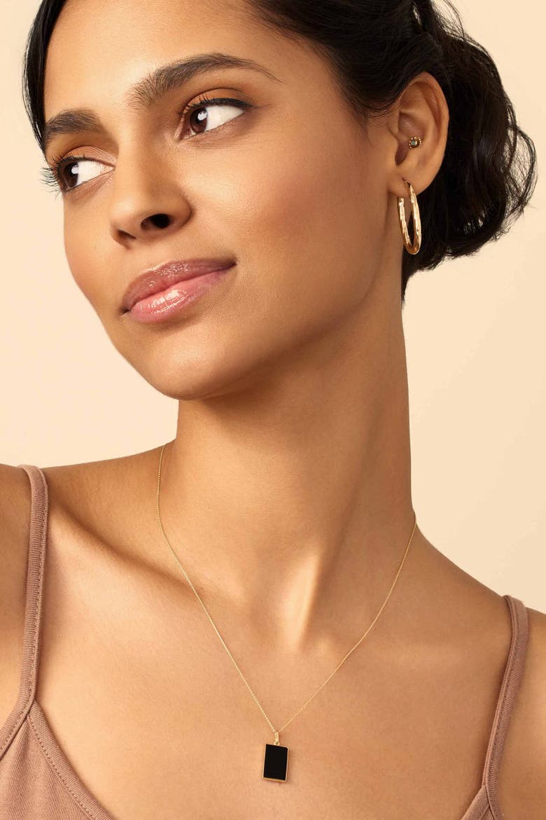 14K Gold Tag Me Pendant Charm, Alternate, color, Gold - Black Onyx