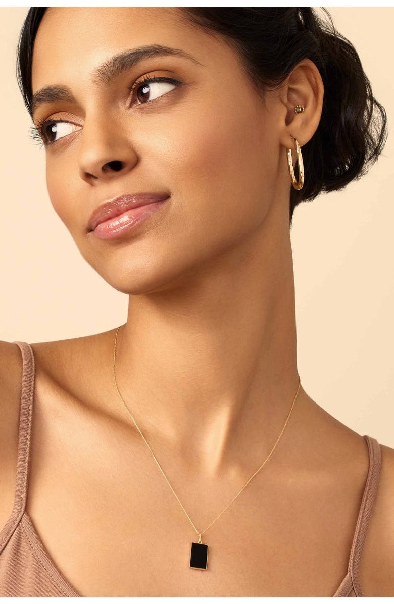 Oradina 14K Gold Tag Me Pendant Charm, Alternate, color, Gold - Black Onyx